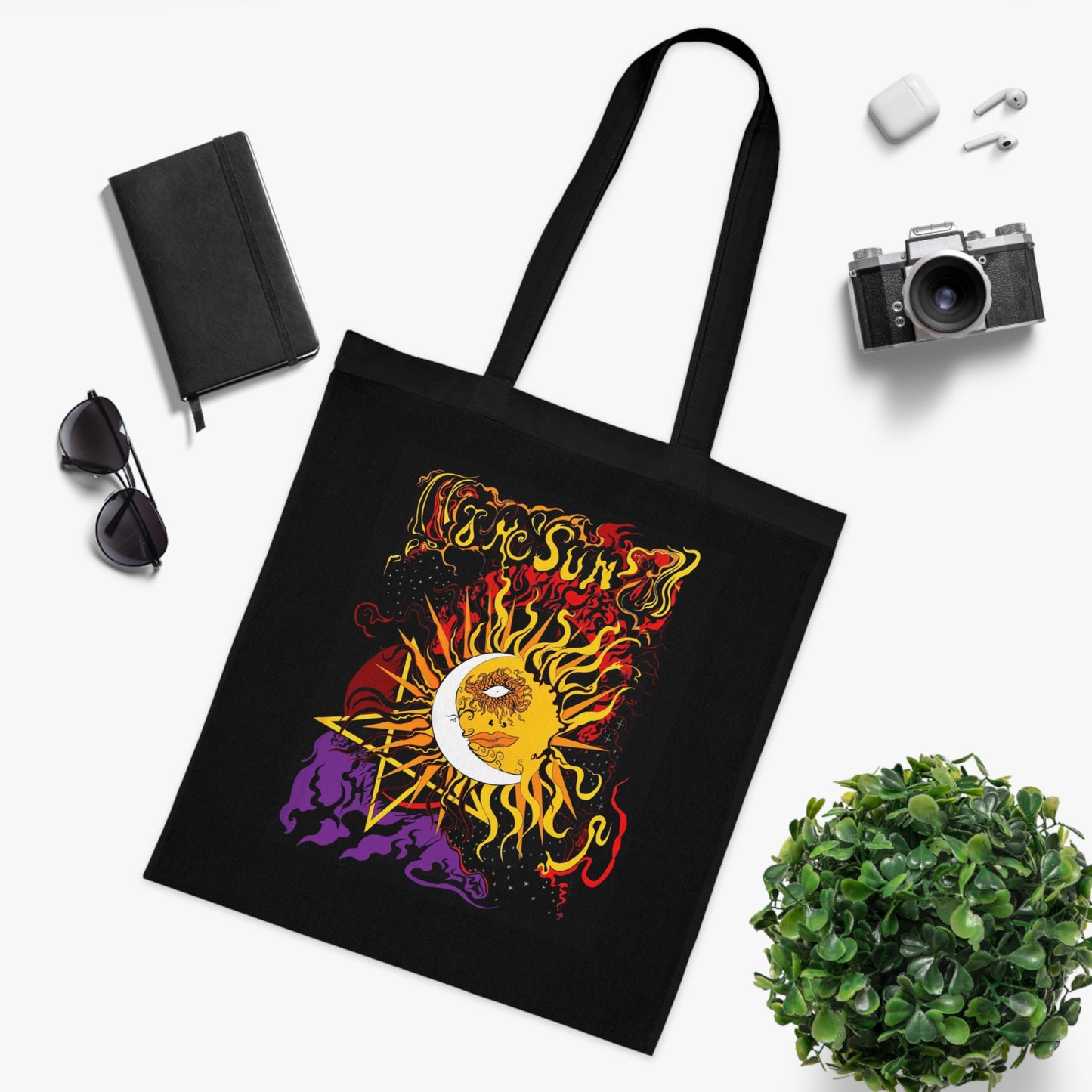 The Sun Tarot Psychedelic Tote Bag