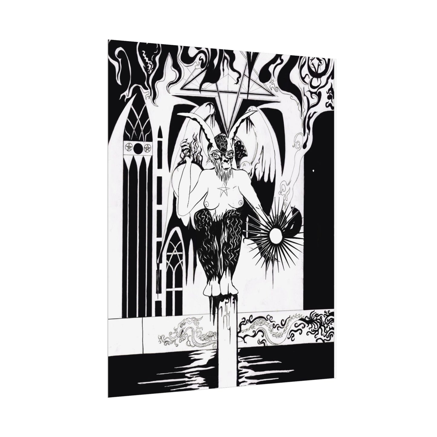 Poster Print - Psychedelic Baphomet Tarot Card