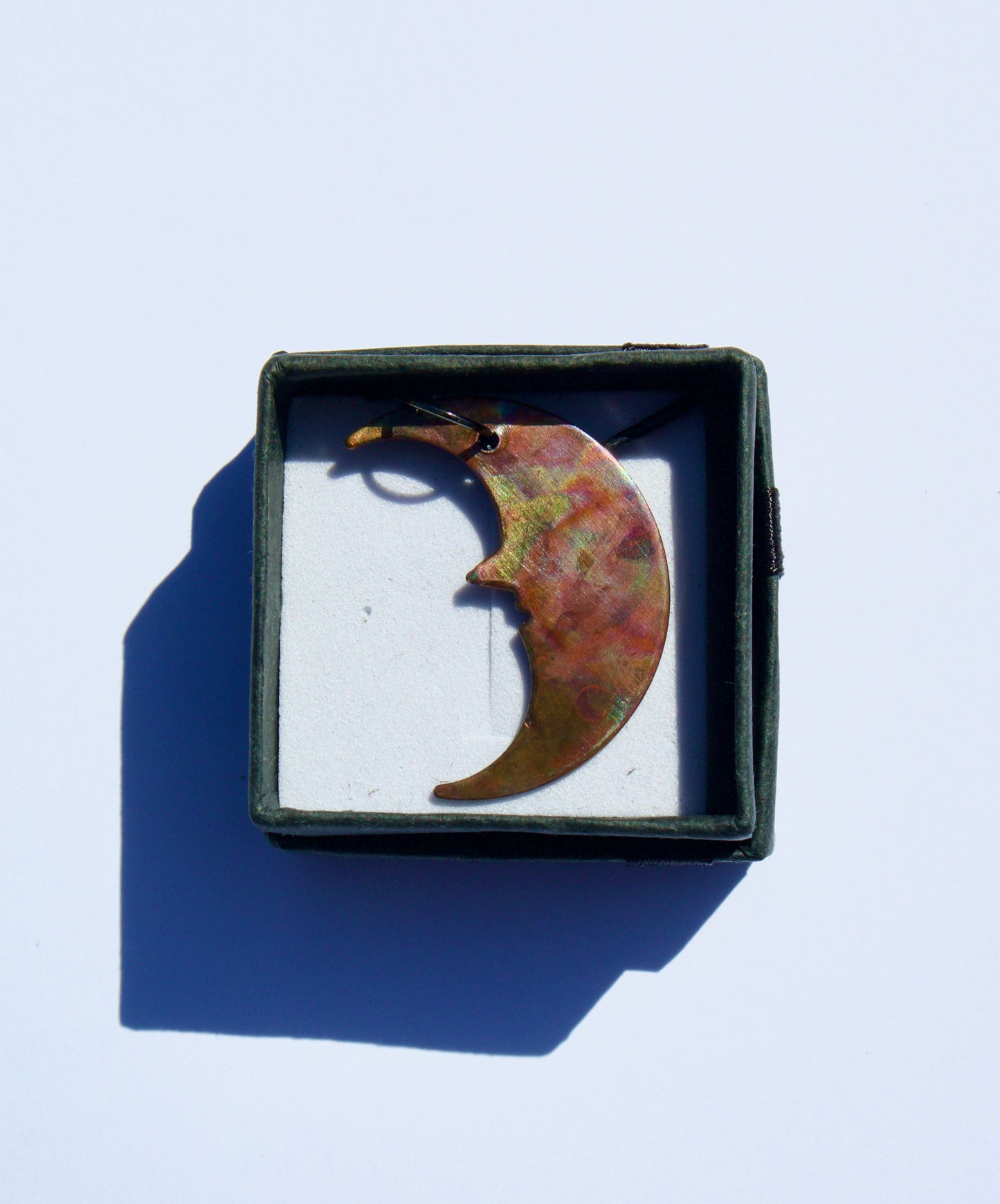 Moon Pendant, Oxidised Copper