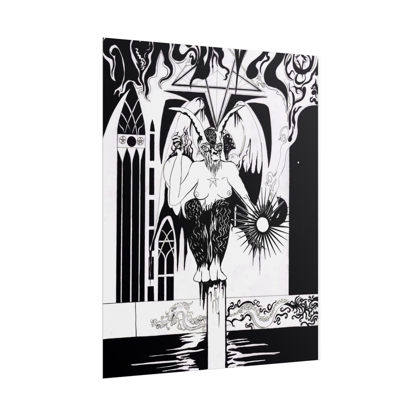 Poster Print - Psychedelic Baphomet Tarot Card