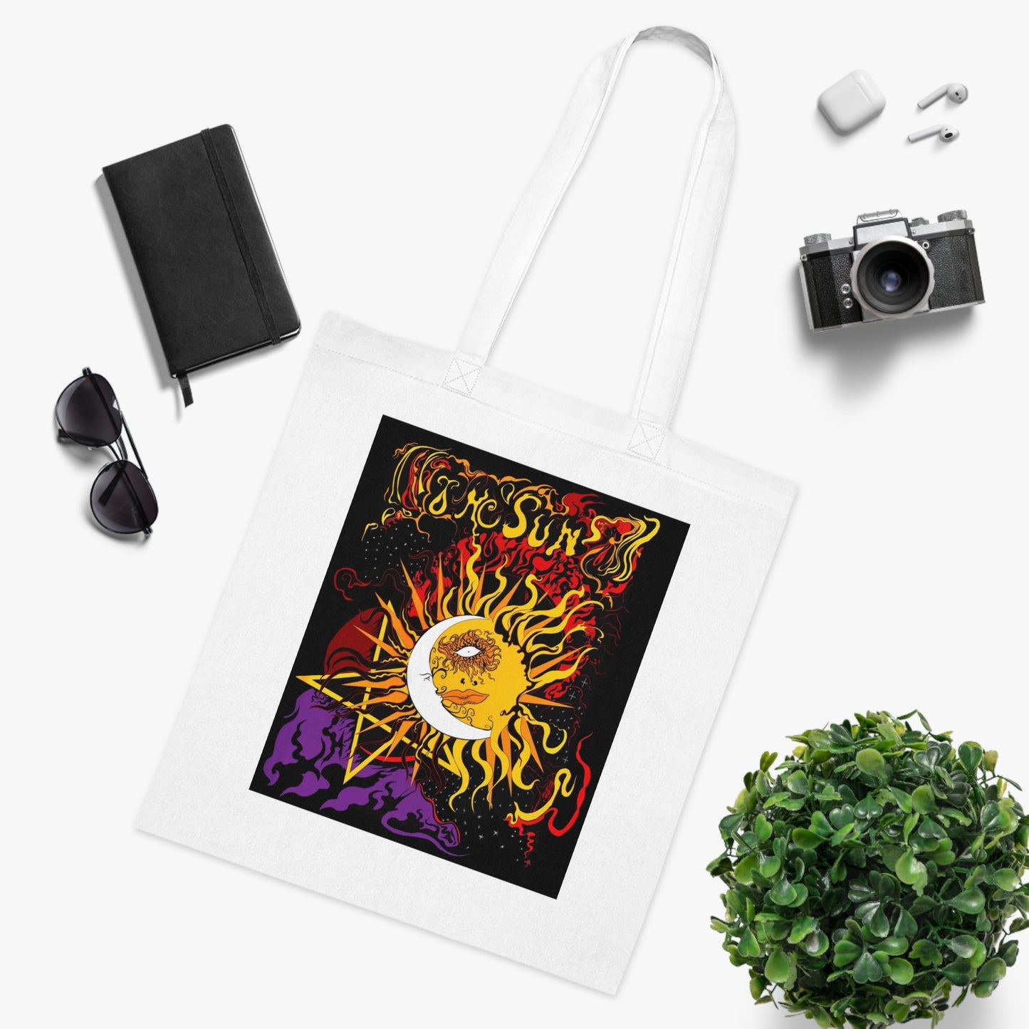 The Sun Tarot Psychedelic Tote Bag