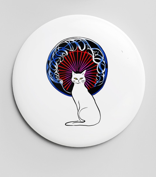 Art Nouveau Cat 38 mm Button Badge